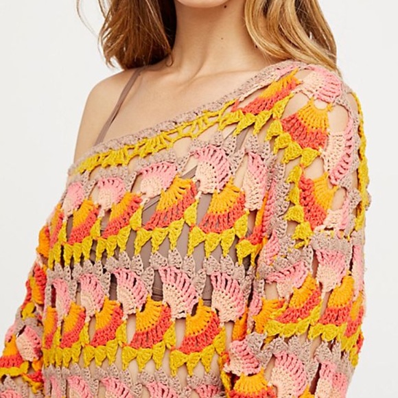🆕Free People Multi Color Crochet Sweater - Picture 3 of 7